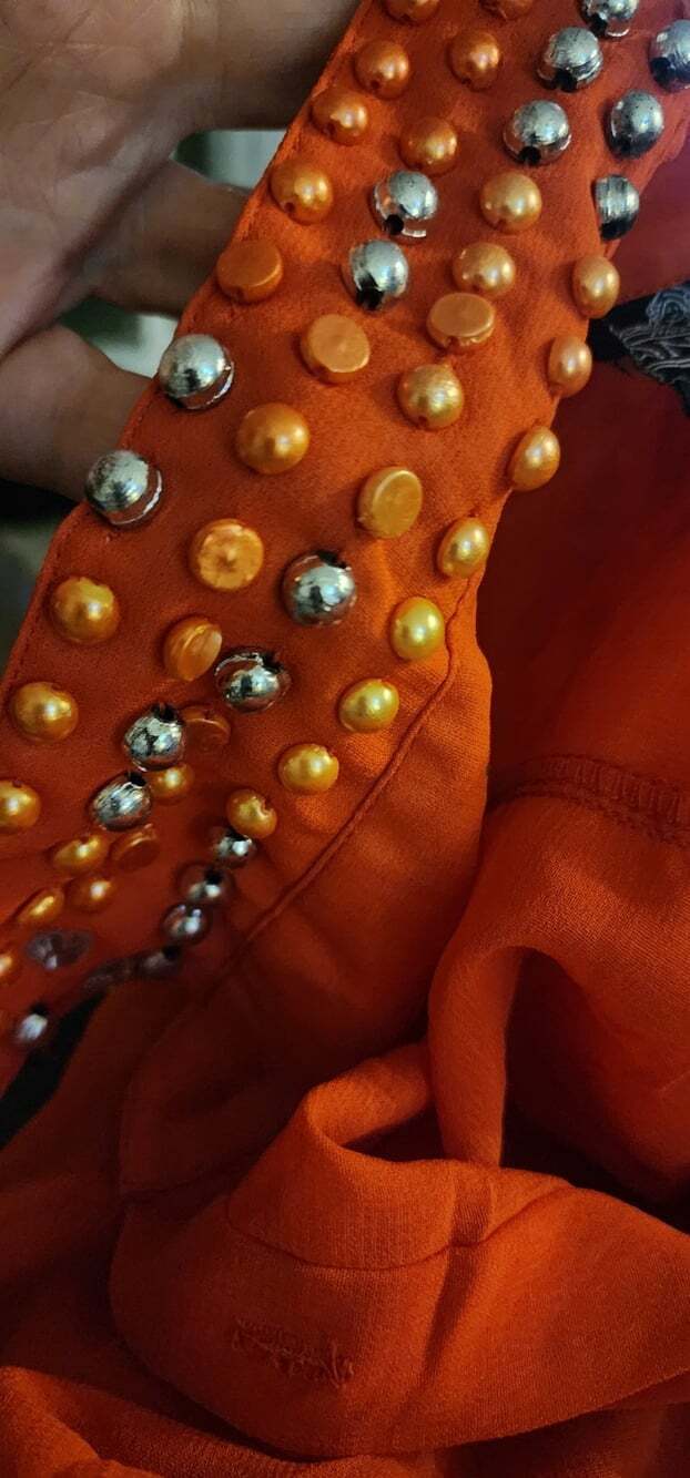 Angie Burnt Orange Maxi Dress Pleated Skirt Studded Collar Boho Small NWT T100 - Picture 6 of 7